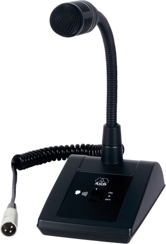TABLE STAND MIC WITH ON/OFF SWITCH, COILED  CABLE WITH 3-PIN XLR CONNECTOR. NO PHANTOM POWER NEEDED.